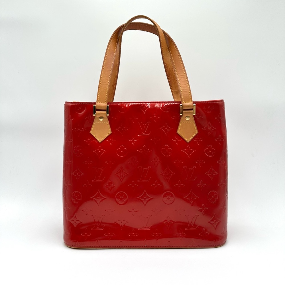 Authentic Louis Vuitton Red Houston Vernis Leather Tote Bag - Picture 2 of 16